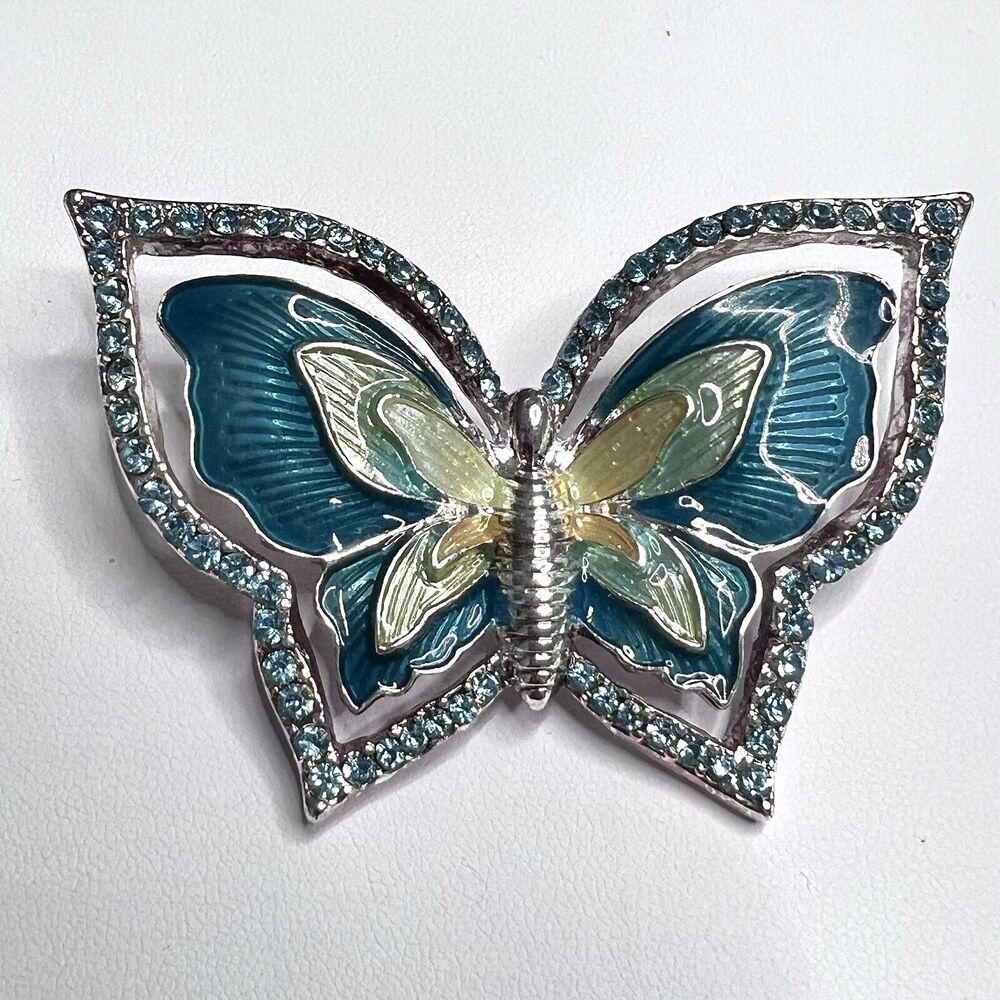 Vintage Napier Brooch Pin Green Butterfly Rhinestones Classic Jewelry - Picture 10 of 14